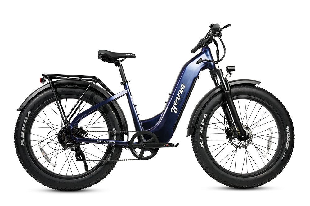 MOVE Electric Scooters - Young Electric E-Scout Pro Step-Through All Terrain Fat Tire Electric Bike - Classic Blue