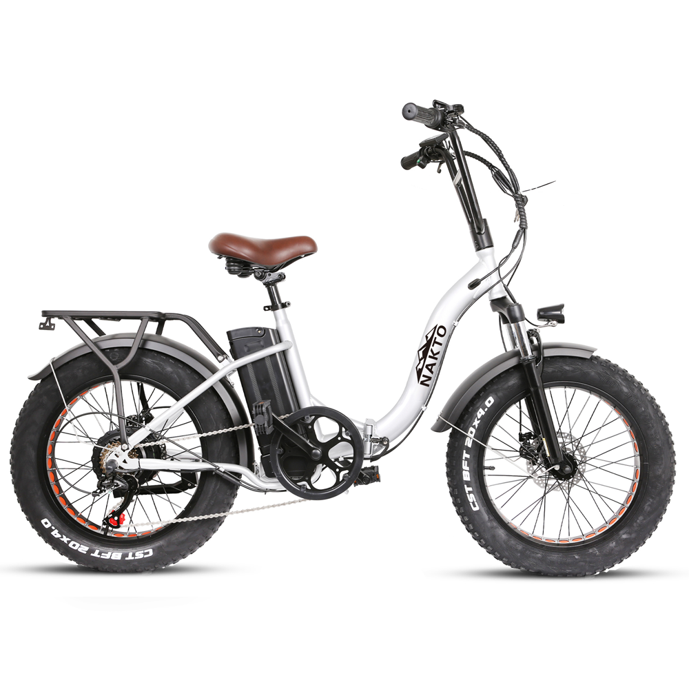 NAKTO All Terrain Fat Tire Ebike Foldable Beast OX Silver
