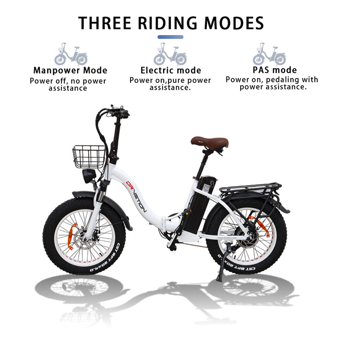 DRVETION CT20 Folding Eletric Fat Bike 48V 750W - Pearl White