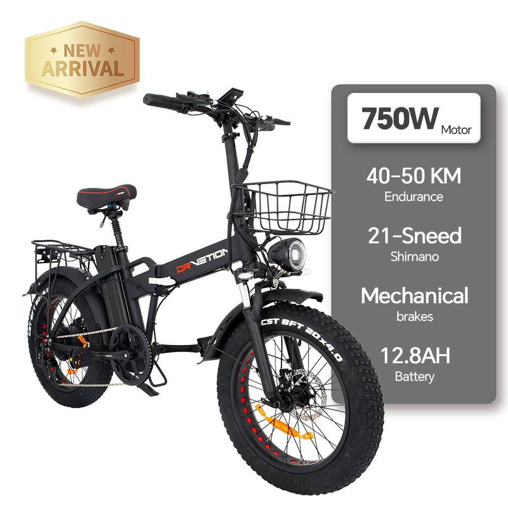 DRVETION At20 Folding Eletric Fat Bike 48V 750W - Black