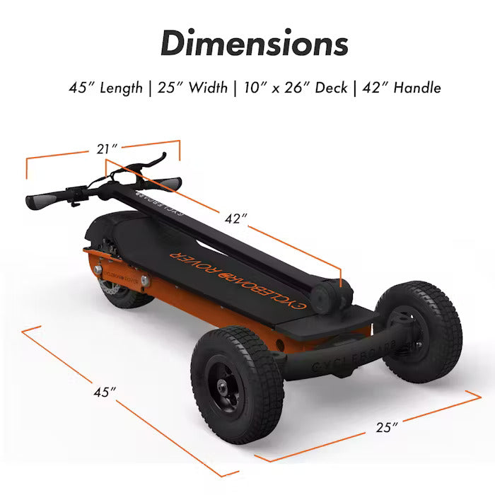 MOVE Electric Scooters - Cycle Board Rover 3-Wheel Electric Scoooter dimensions and measurements