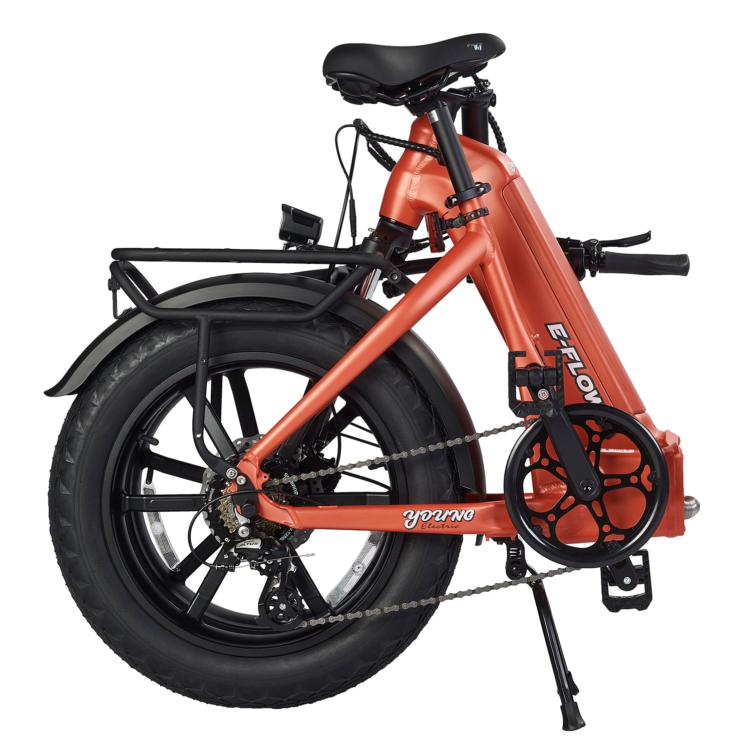 MOVE Electric Scooters - Young Electric E-Flow All Terrain Fat Tire - Radio Orange close-up for the rear part of the body