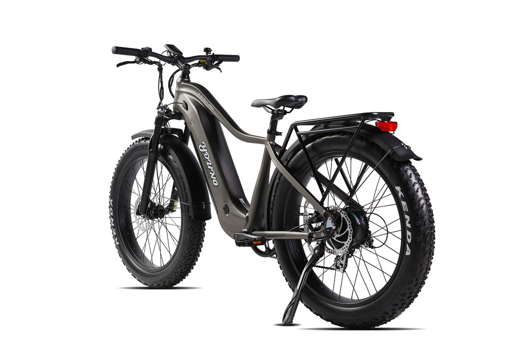 MOVE Electric Scooters - Young Electric E-Scout Pro All Terrain Fat Tire Electric Hunting Bike matte gun metal angled left rearview