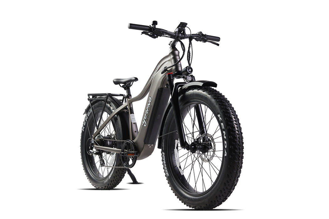 MOVE Electric Scooters - Young Electric E-Scout Pro All Terrain Fat Tire Electric Hunting Bike matte gun metal angled right frontview