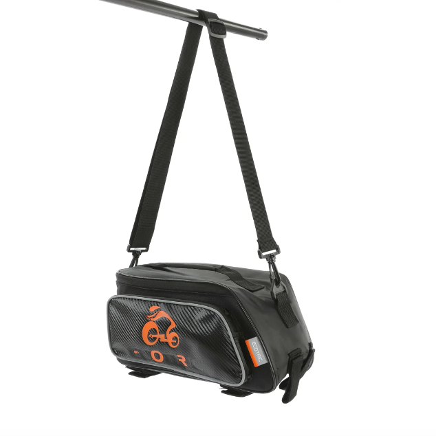 MOVE Electric Scooters - Ecotric Saddle Bag hanging on a tube rack