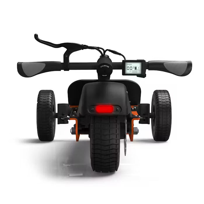 MOVE Electric Scooters - Cycle Board Rover 3-Wheel Electric Scoooter close up rear light and rear wheel rearview